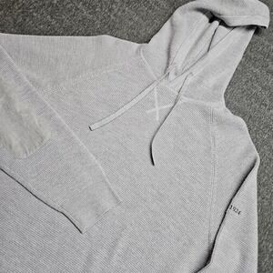 G/FORE Hoodie Mens XL Grey Waffle Knit Elbow Patch Logo Golf Pullover Wool